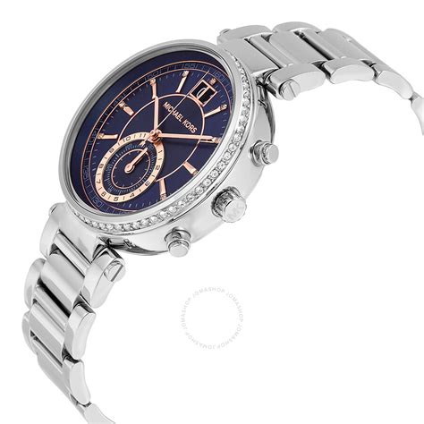 michael kors sawyer watch blue|Michael Kors Sawyer Chronograph Blue Dial Ladies Watch .